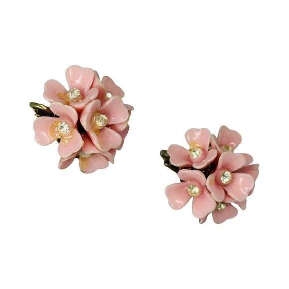 Vintage Light Pink Pop Art Flower Clip-On Earrings 1"  Retro Statement - Picture 1 of 8